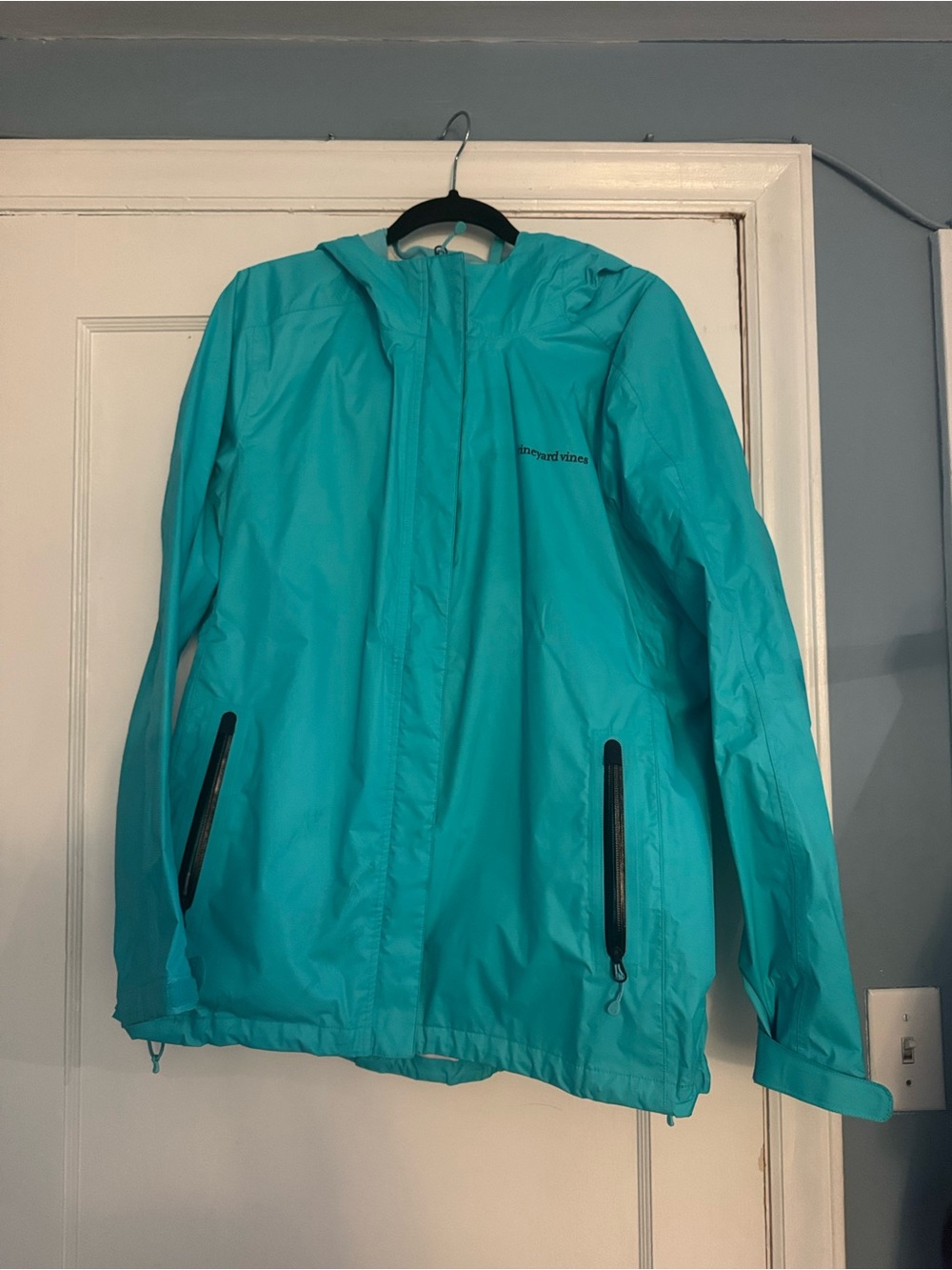 Vineyard Vines Teal Hooded Raincoat